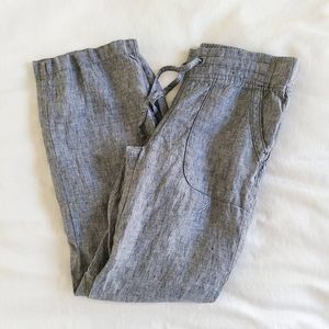 Athleta Pants Women's 2 Gray Straight Leg Linen Drawstring Pull On Athleisure